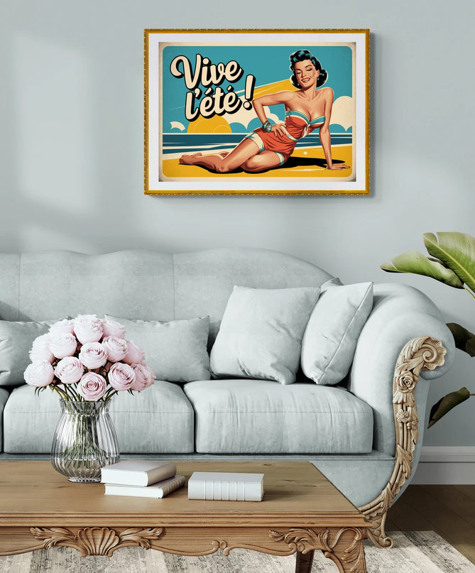 Affiche pin-up en maillot vintage