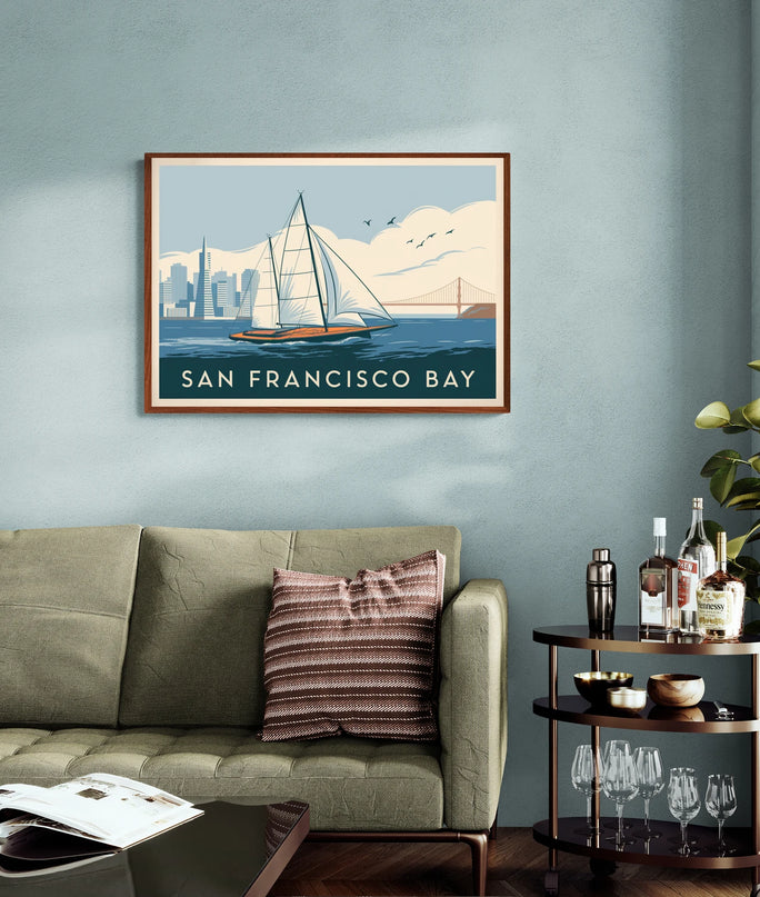 Affiche voilier baie San Francisco vintage