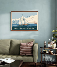 Affiche San Francisco Bay voilier blanc et skyline