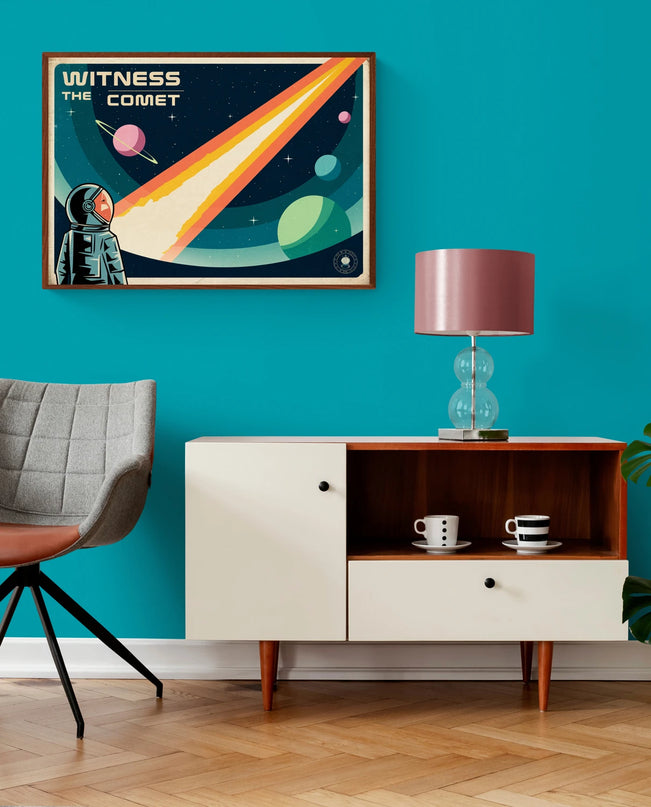 Affiche vintage comète rétro