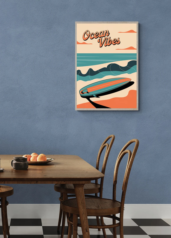 Affiche vintage shortboard rétro copie