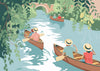 Affiche canotage rivière saules pleureurs