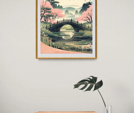 Affiche pont japonais rétro
