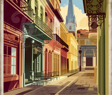 Affiche façades anciennes rétro Buenos Aires