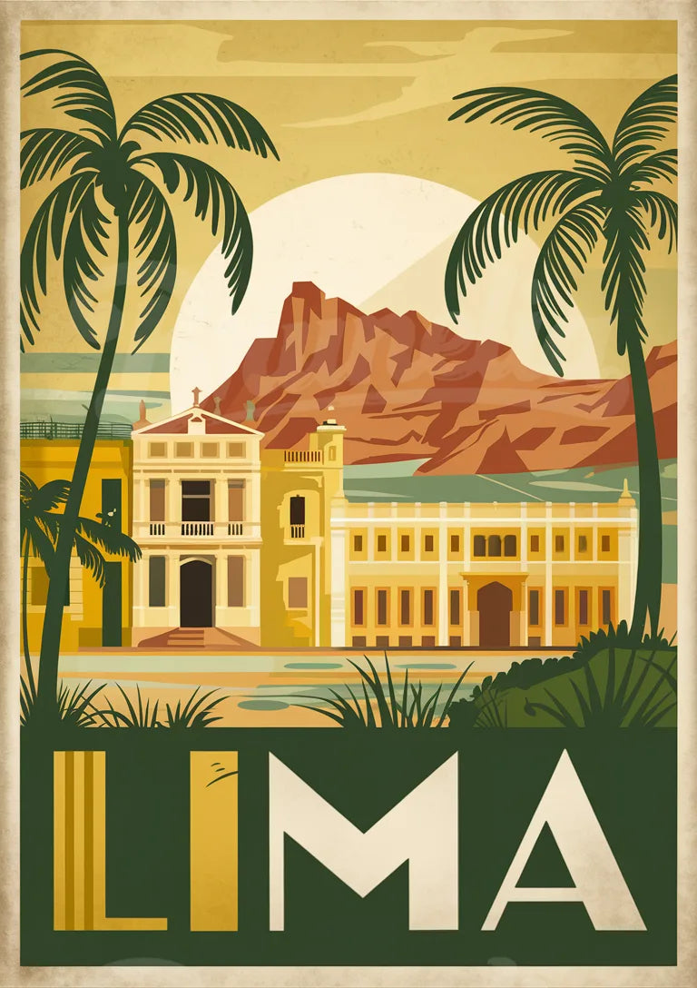 Affiche Lima architecture coloniale et paysage andin