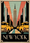 Affiche Art déco New York taxis jaunes Empire State Building