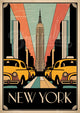 Affiche Art déco New York taxis jaunes Empire State Building