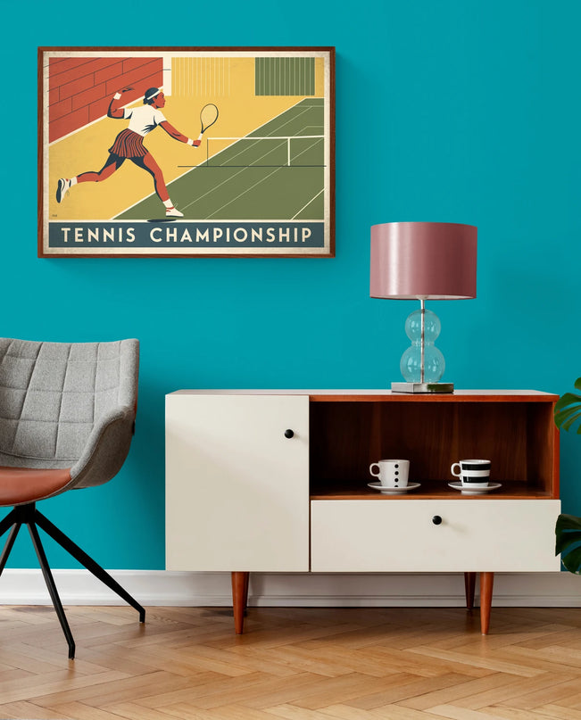 Affiche vintage joueur de tennis