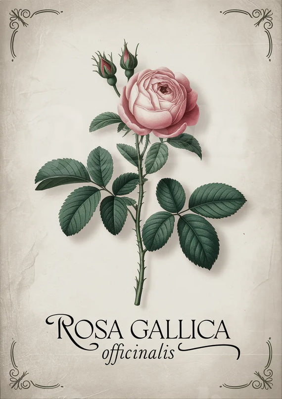 Affiche vintage rose ancienne