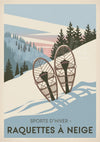 Affiche raquettes à neige sports d'hiver vintage