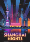 Affiche Shanghai Nights rétrofuturiste néon