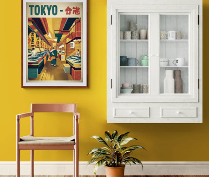 Affiche marché japonais vintage Tokyo