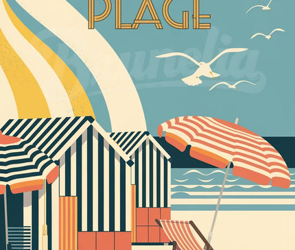 affiche vintage plage