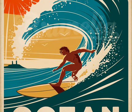 Affiche vintage compétition de surf copie