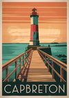 Affiche Capbreton phare et jetée en bois style rétro