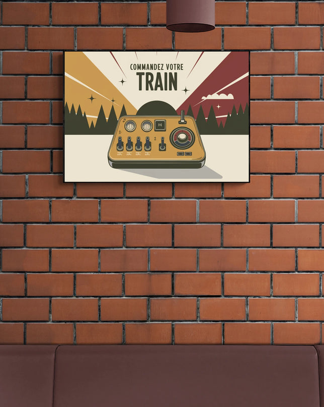 Affiche contrôleur train miniature rétro