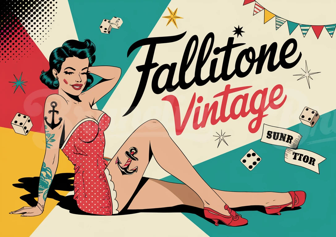 Affiche pin-up et tatouages vintage