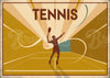 Affiche Rétro Tennis Avec Rayons Dorés et Joueur en Action