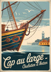 Affiche bateau voilier chalutier Cap au large