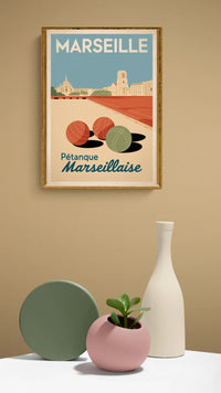 Affiche Pétanque Marseillaise Art Déco vintage