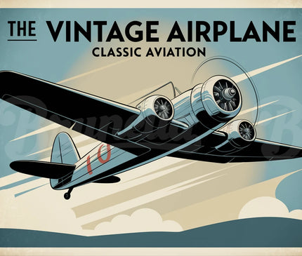 affiche avion ancien design rétro