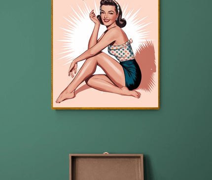 Affiche pin-up en maillot vintage