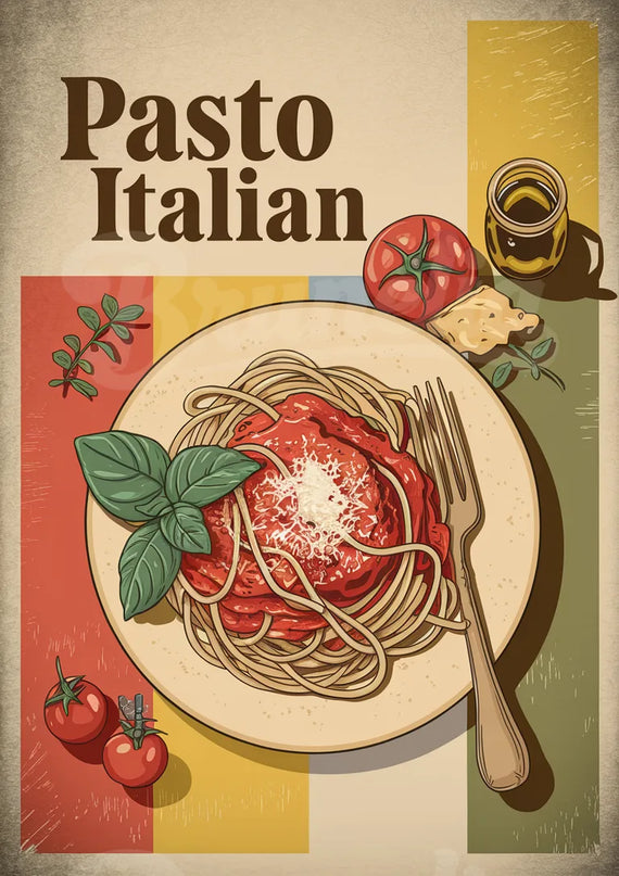 affiche cuisine italienne rétro
