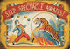 Affiche de cirque avec tigre et clown jongleur vintage