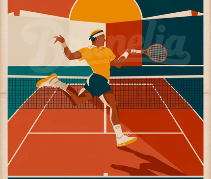 Affiche vintage lob et smash tennis 1
