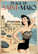 Affiche Saint-Malo femme en maillot années 1950