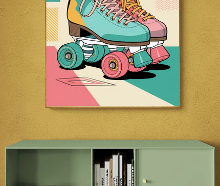 Affiche patins à roulettes rétro