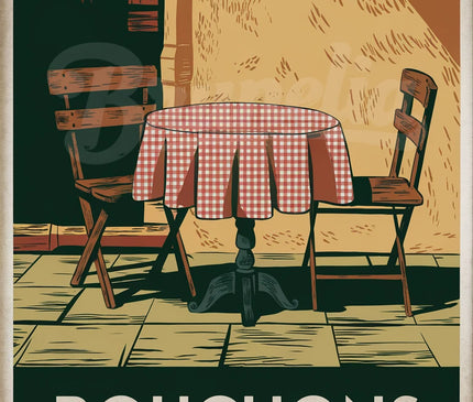 Affiche vintage bouchons traditionnels lyonnais
