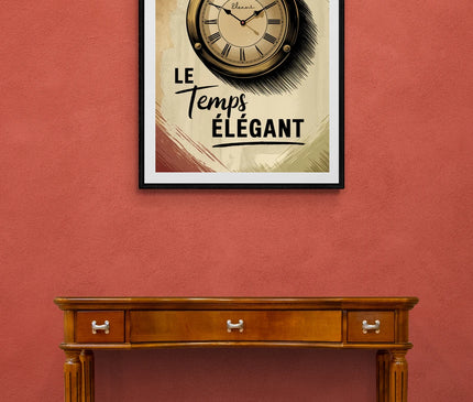 Affiche cadran horloge vintage
