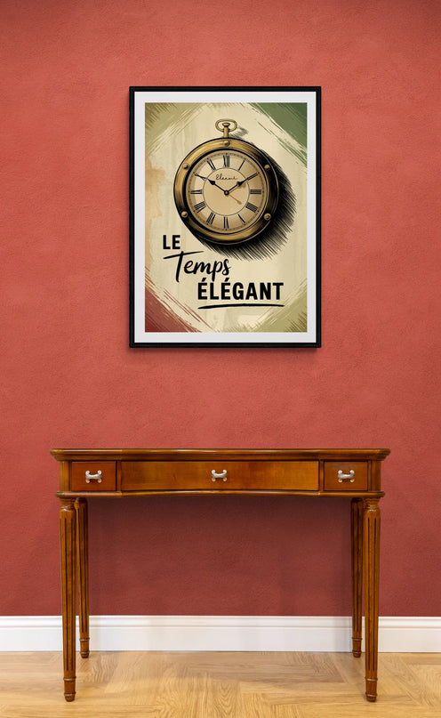 Affiche cadran horloge vintage