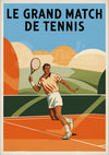 Affiche Grand Match de Tennis joueur années 1930