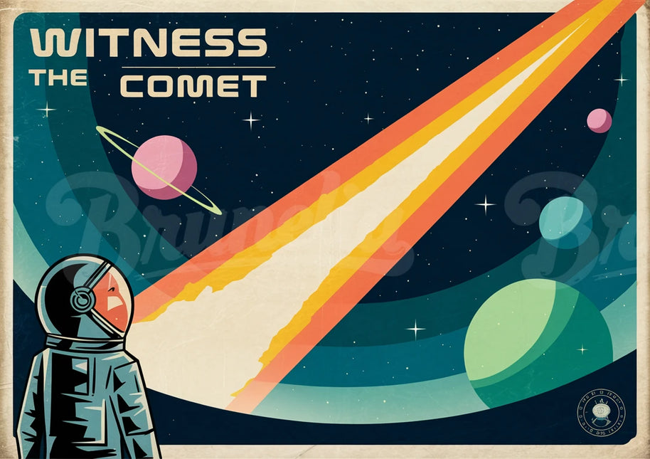 Affiche vintage comète rétro