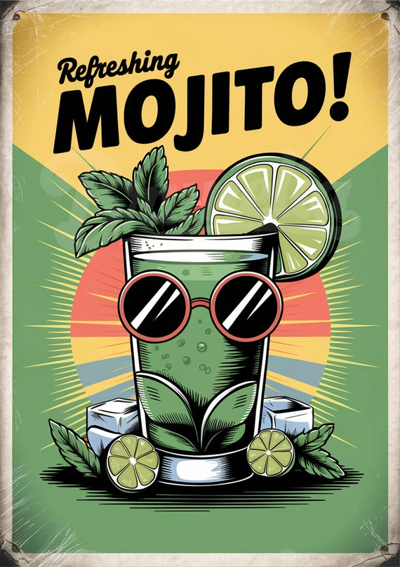 Affiche vintage mojito revisité