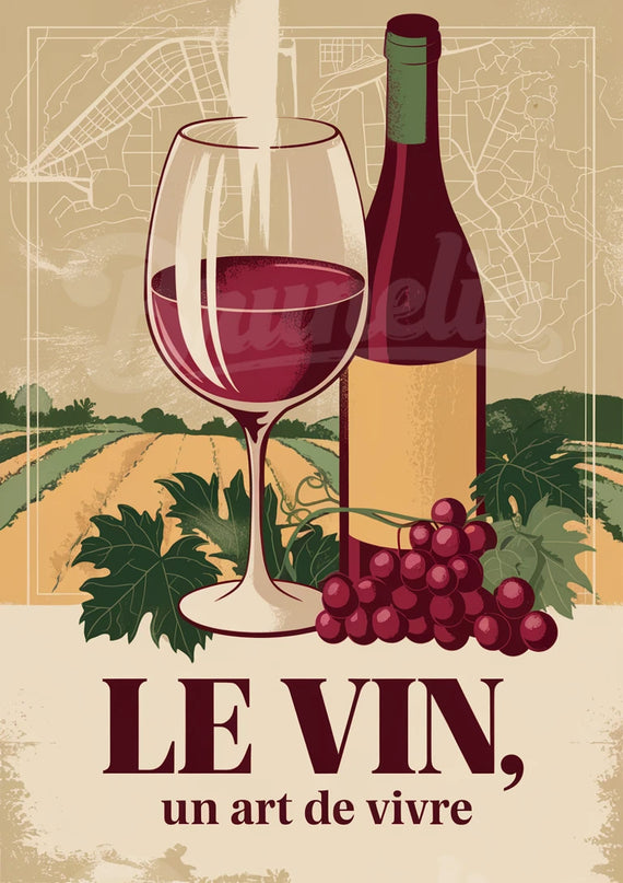 Affiche vintage dégustation de vin
