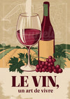 Affiche Le Vin Un Art de Vivre Décor Gastronomique Rétro