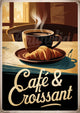 Affiche petit déjeuner croissant et café Art Déco