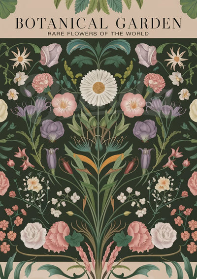 Illustration botanique rare – Fleurs élégantes et exotiques