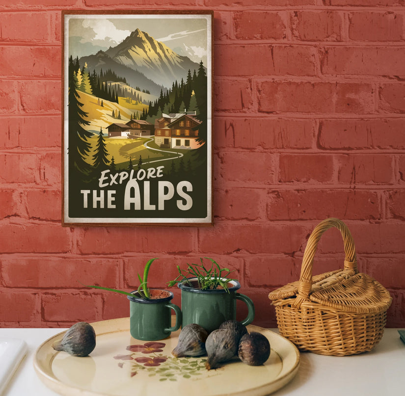 affiche montagne vintage