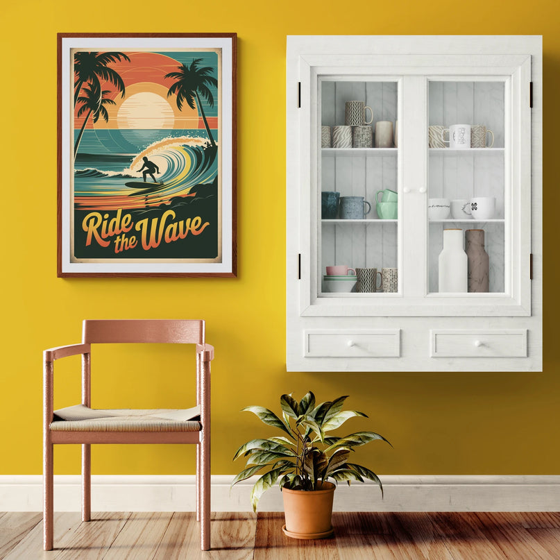 Affiche vintage surf et nature sauvage
