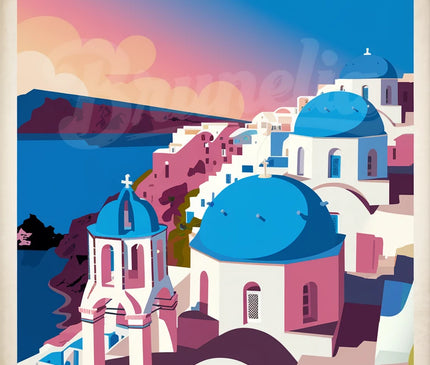 Affiche vintage Santorin