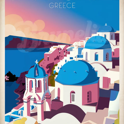 Affiche vintage Santorin
