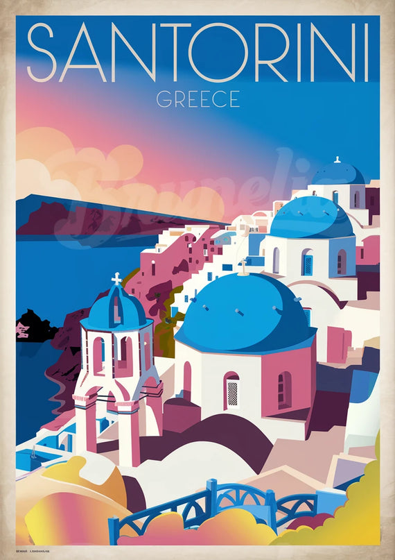 Affiche vintage Santorin