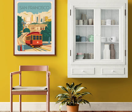 Affiche collines San Francisco rétro