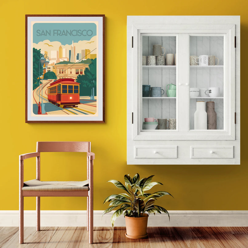 Affiche collines San Francisco rétro