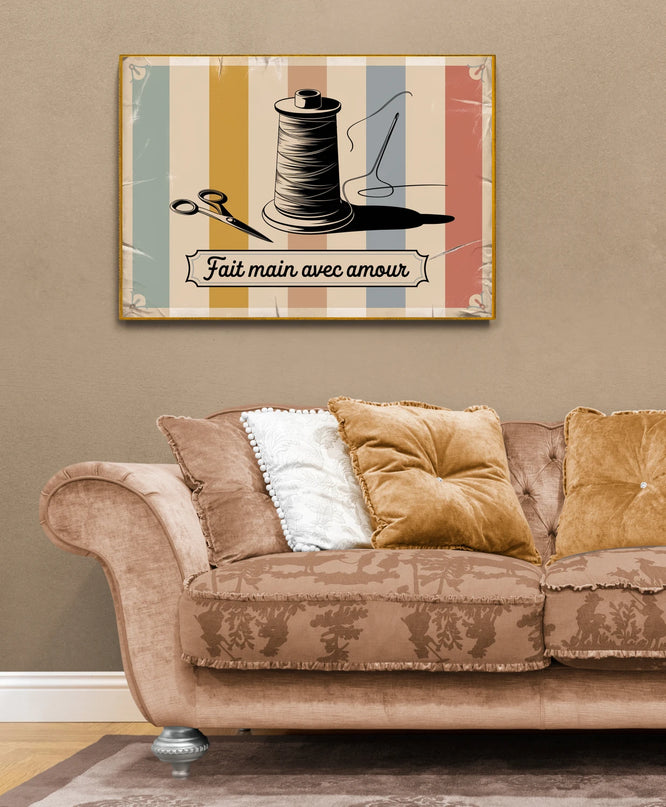 Affiche vintage bobines de fil rétro