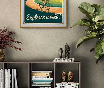 Affiche vintage piste cyclable